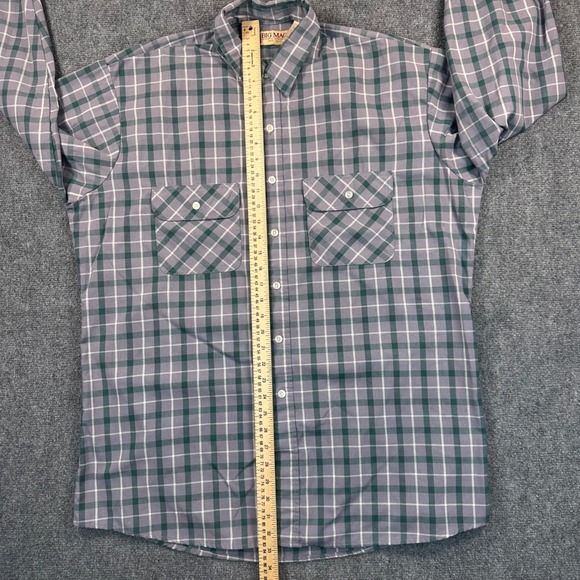 Vintage Big Mac Men's XLT Green Gray Plaid Workwear Shirt Rugged Utility USA 70s - Picture 11 of 14